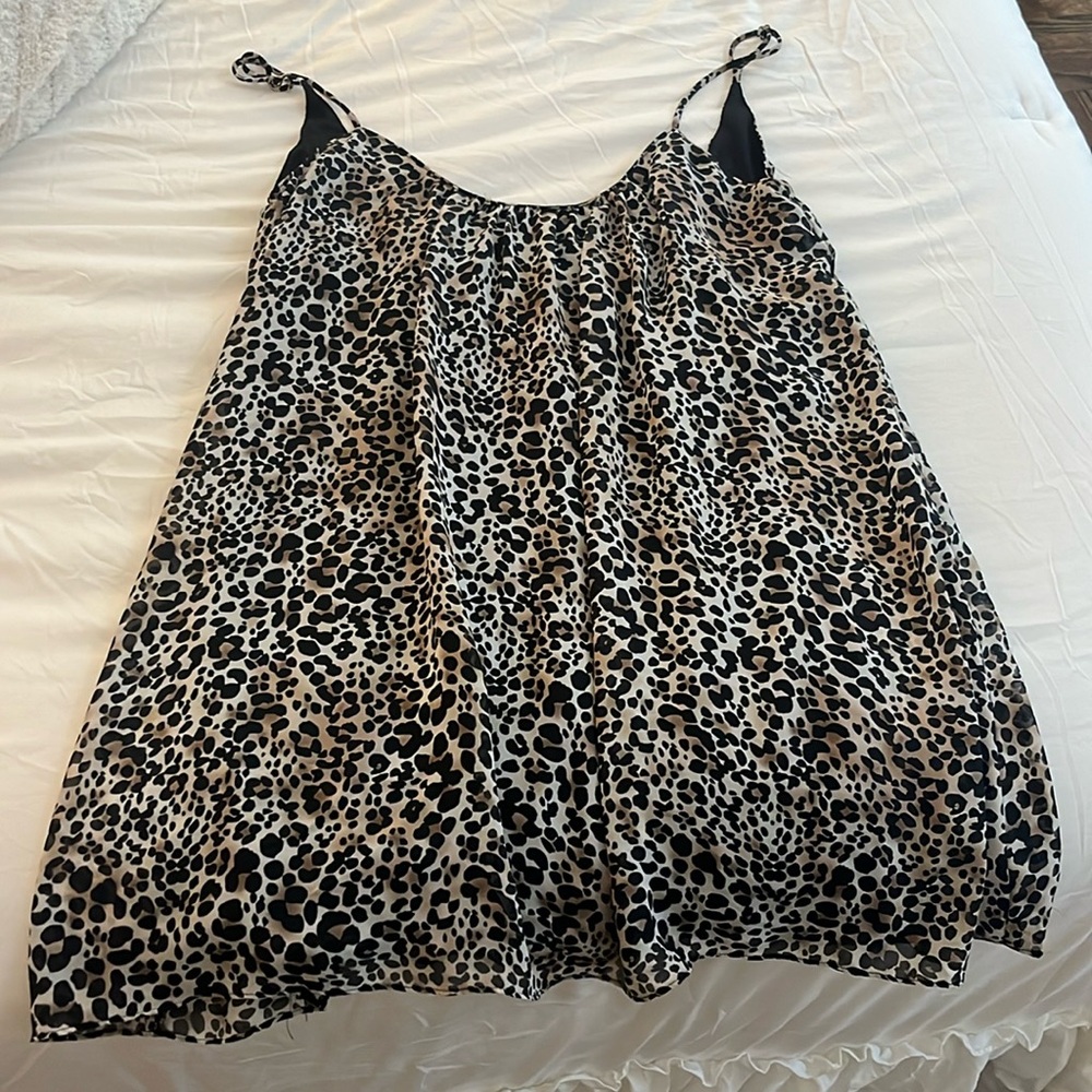 Cheetah spaghetti strap dress with black underlining